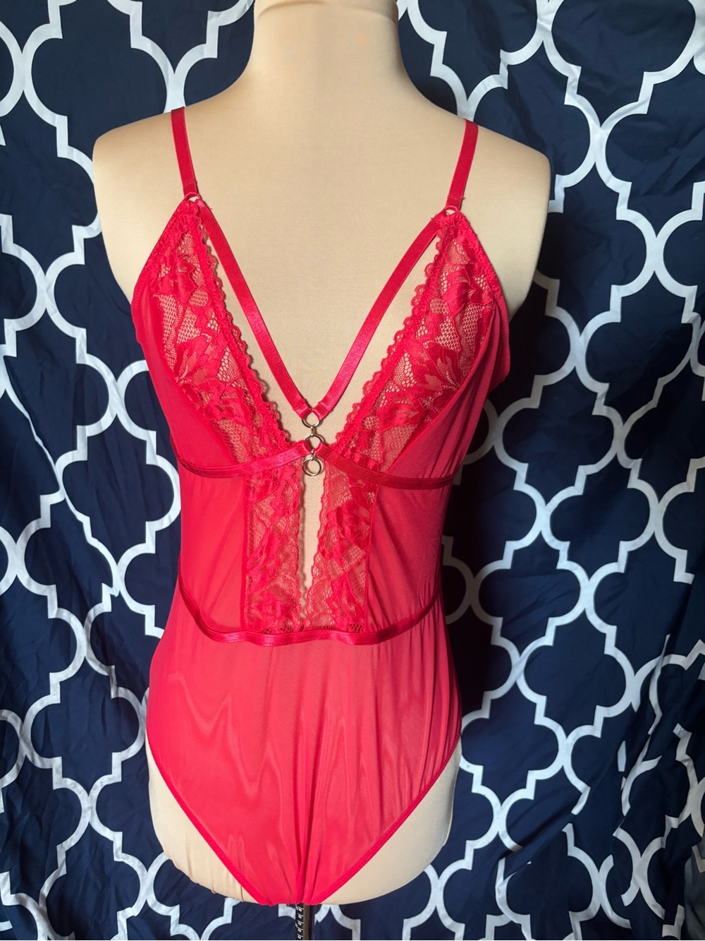 VENUS Red Lace Plunge Teddy